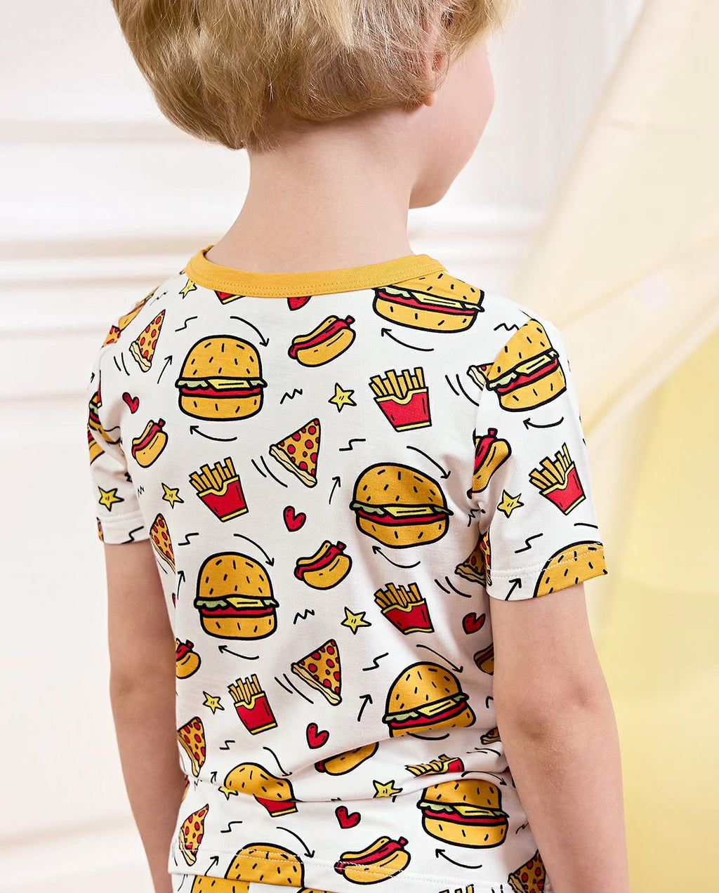 Burger &amp; Buddies Short Two-Piece Pajama Set, Burger Buddies bamboo short two piece pjs lifestyle 03