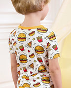 Burger &amp; Buddies Short Two-Piece Pajama Set, Burger Buddies bamboo short two piece pjs lifestyle 03