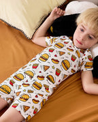 Burger &amp; Buddies Short Two-Piece Pajama Set, Burger Buddies bamboo short two piece pjs lifestyle 04