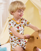 Burger &amp; Buddies Short Two-Piece Pajama Set, Burger Buddies bamboo short two piece pjs lifestyle 07