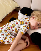Burger &amp; Buddies Short Two-Piece Pajama Set, Burger Buddies bamboo short two piece pjs lifestyle 08