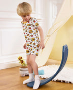 Burger &amp; Buddies Short Two-Piece Pajama Set, Burger Buddies bamboo short two piece pjs lifestyle 09