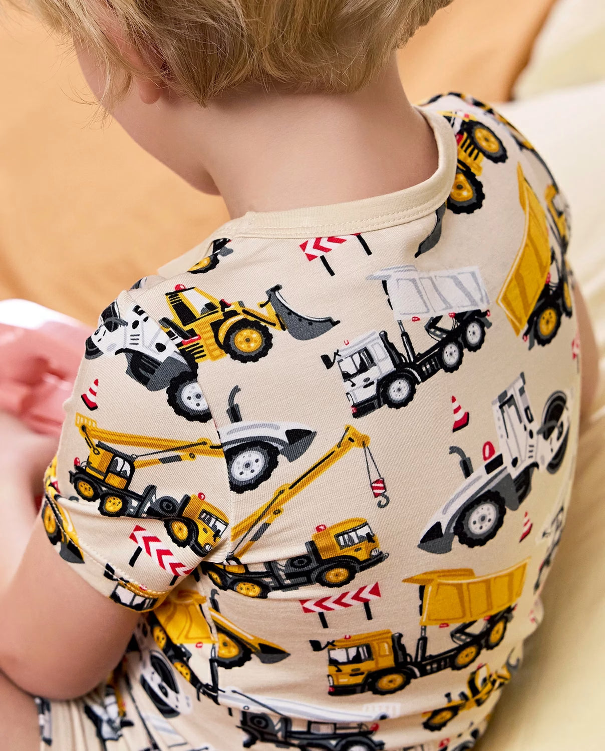 Digger Delights Short Two-Piece Pajama Set, Digger Delights bamboo short two piece pjs lifestyle 02