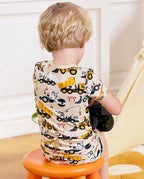 Digger Delights Short Two-Piece Pajama Set, Digger Delights bamboo short two piece pjs lifestyle 04