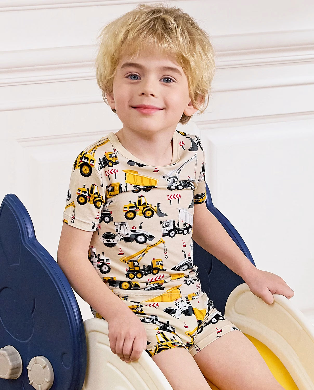 Digger Delights Short Two-Piece Pajama Set, Digger Delights bamboo short two piece pjs lifestyle 08