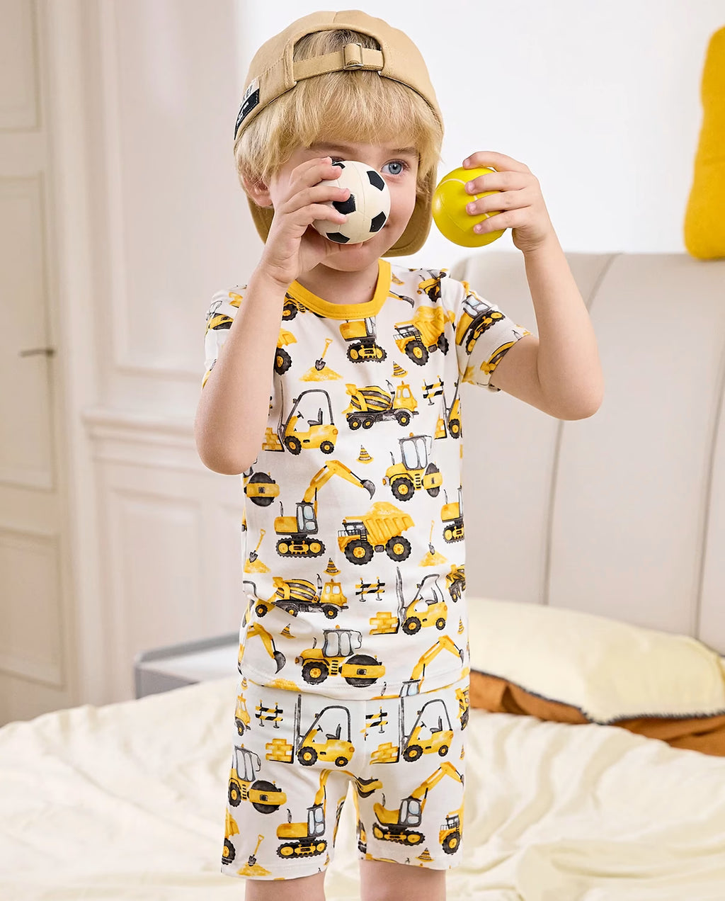 Digging Time Short Two-Piece Pajama Set, Digging Time bamboo short two piece pjs lifestyle 01