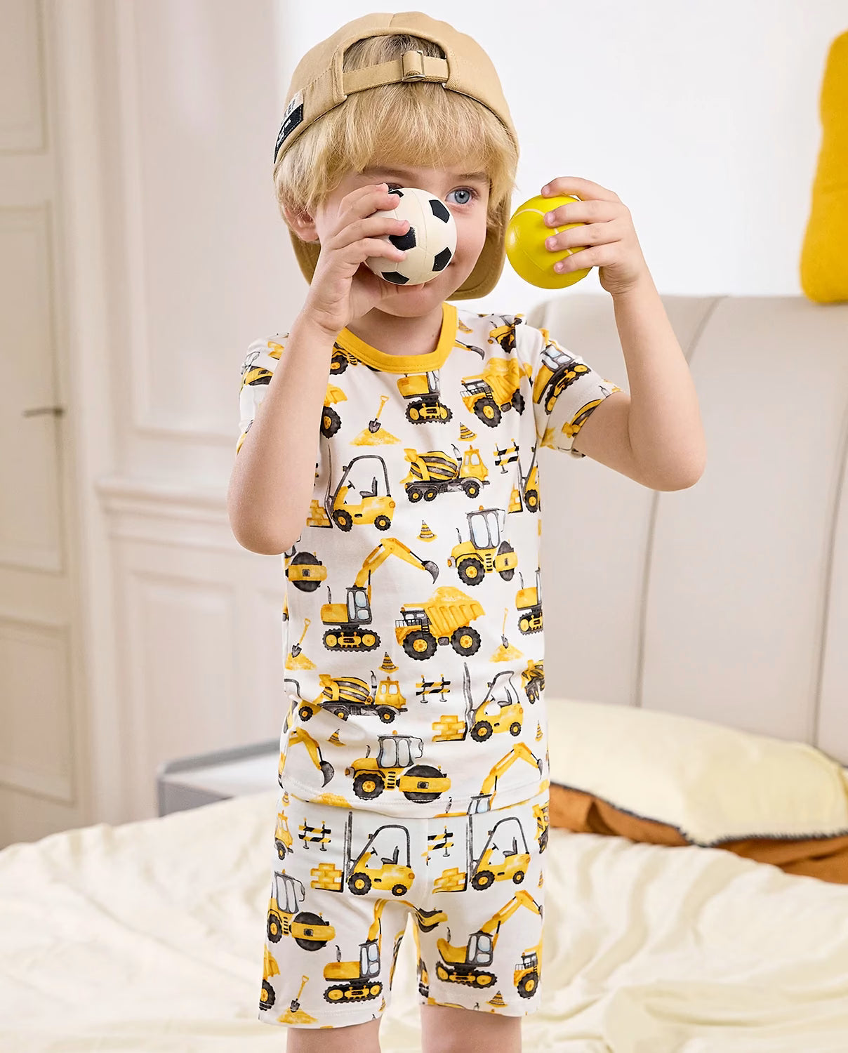 Digging Time Short Two-Piece Pajama Set, Digging Time bamboo short two piece pjs lifestyle 01