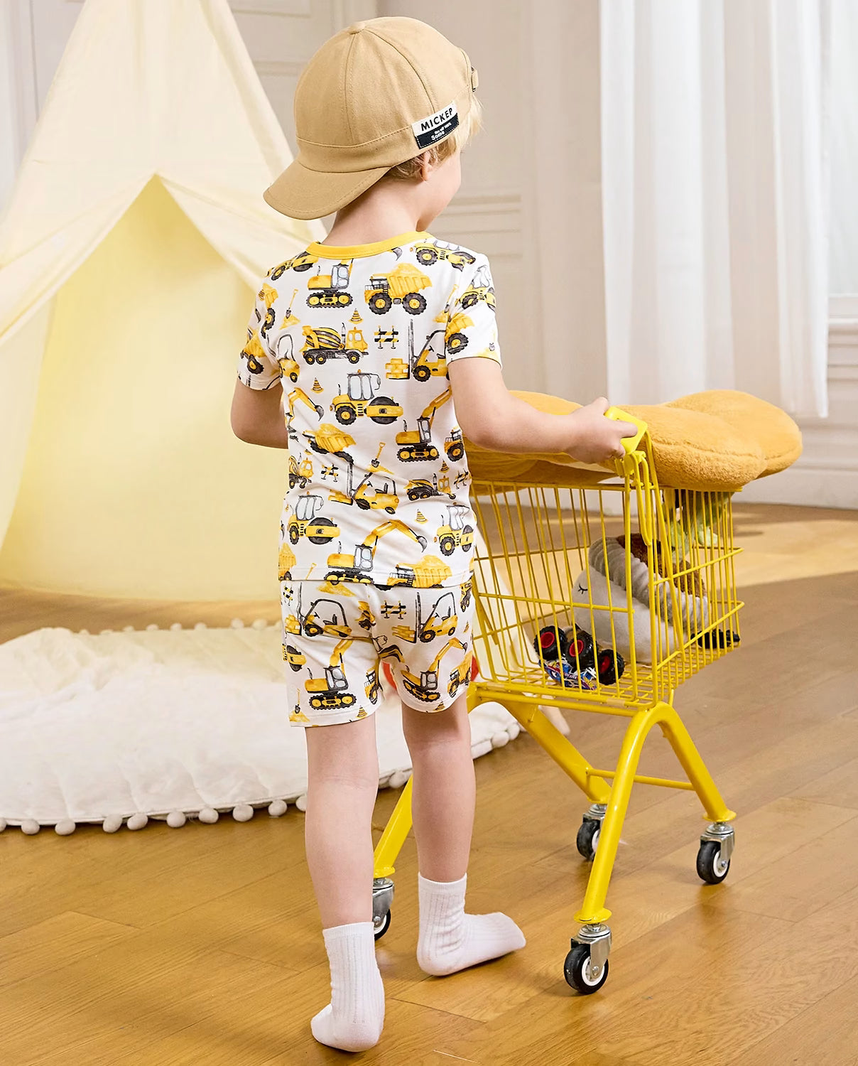 Digging Time Short Two-Piece Pajama Set, Digging Time bamboo short two piece pjs lifestyle 02