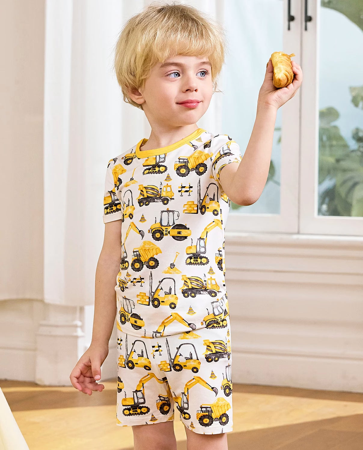 Digging Time Short Two-Piece Pajama Set, Digging Time bamboo short two piece pjs lifestyle 03