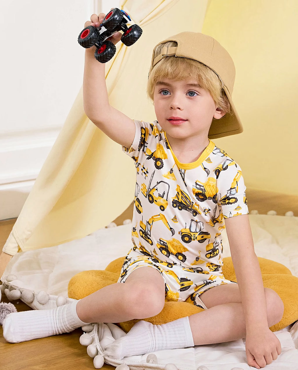Digging Time Short Two-Piece Pajama Set, Digging Time bamboo short two piece pjs lifestyle 06