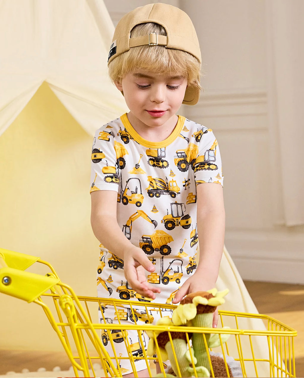 Digging Time Short Two-Piece Pajama Set, Digging Time bamboo short two piece pjs lifestyle 07