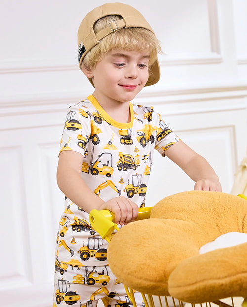 Digging Time Short Two-Piece Pajama Set, Digging Time bamboo short two piece pjs lifestyle 09