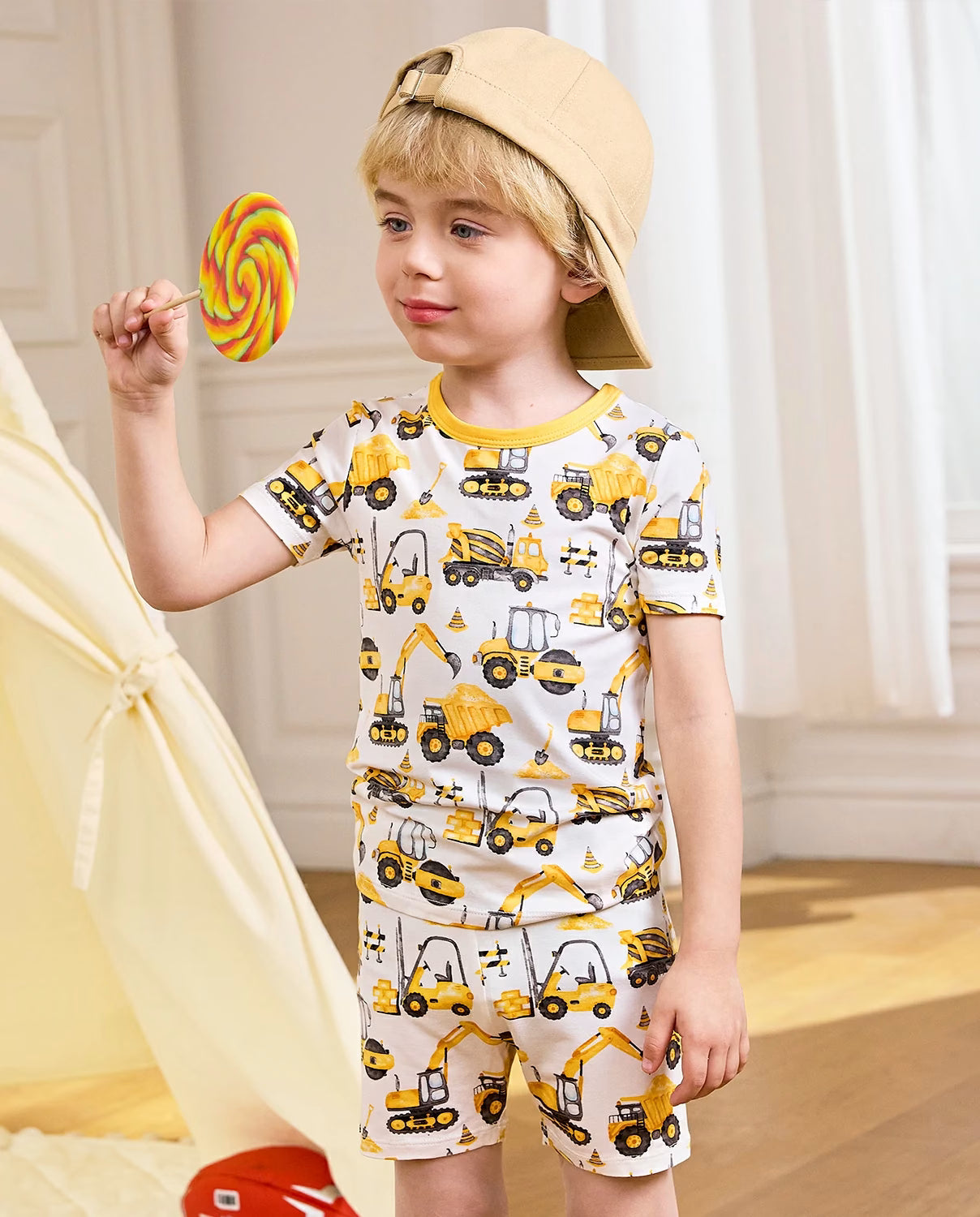 Digging Time Short Two-Piece Pajama Set, Digging Time bamboo short two piece pjs lifestyle 10