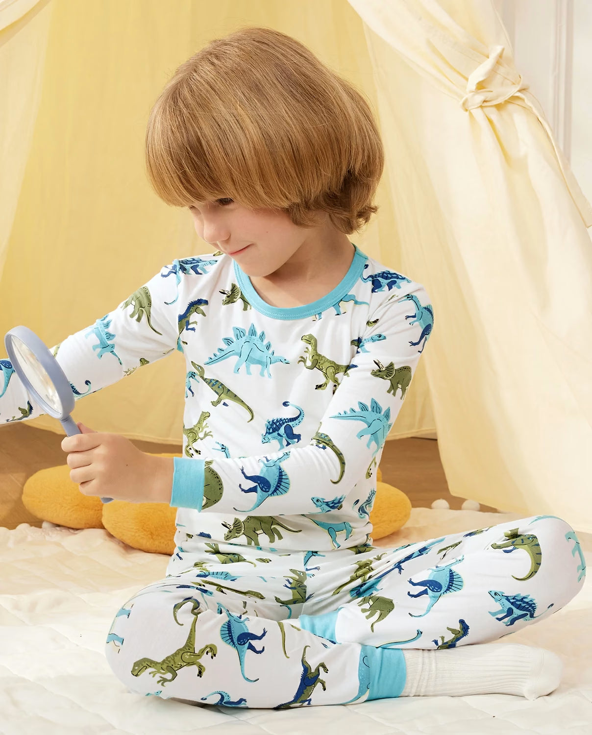 Dino Dreams Long Two-Piece Pajama Set, lifestyle view 3