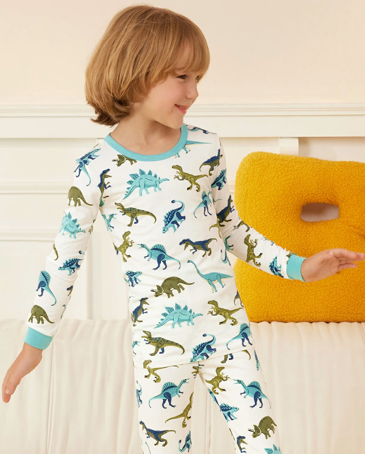 Dino Dreams Long Two-Piece Pajama Set, lifestyle view 7