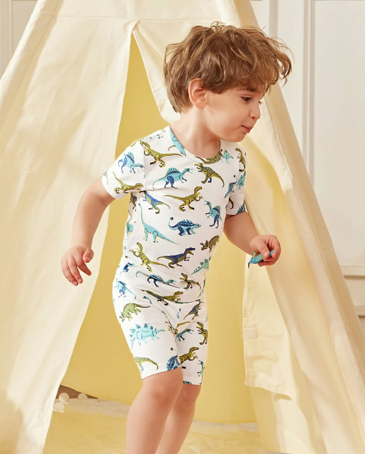Dino Dreams Short Two-Piece Pajama Set, lifestyle view 4