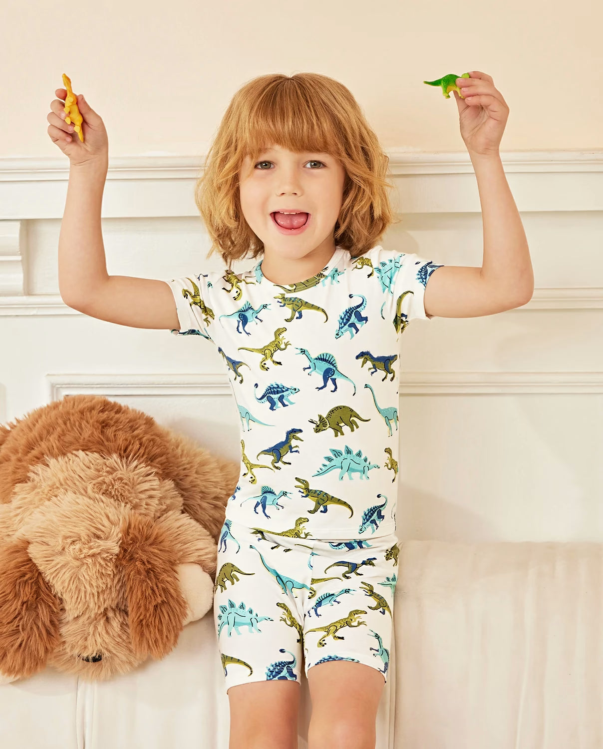 Dino Dreams Short Two-Piece Pajama Set, lifestyle view 2