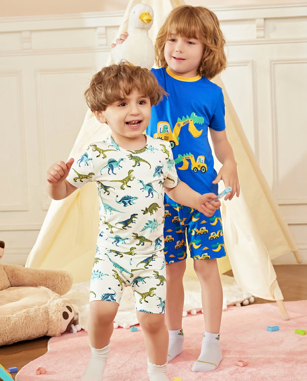 Dino Dreams Short Two-Piece Pajama Set, lifestyle view 13