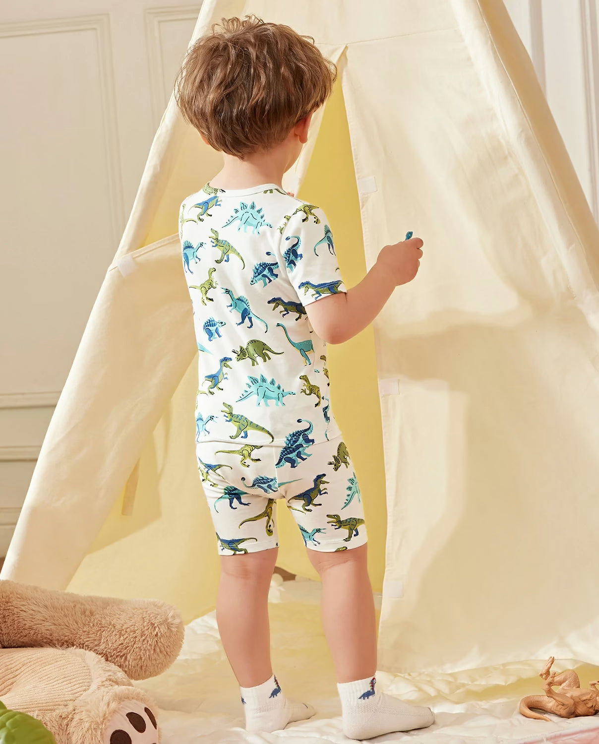 Dino Dreams Short Two-Piece Pajama Set, lifestyle view 12