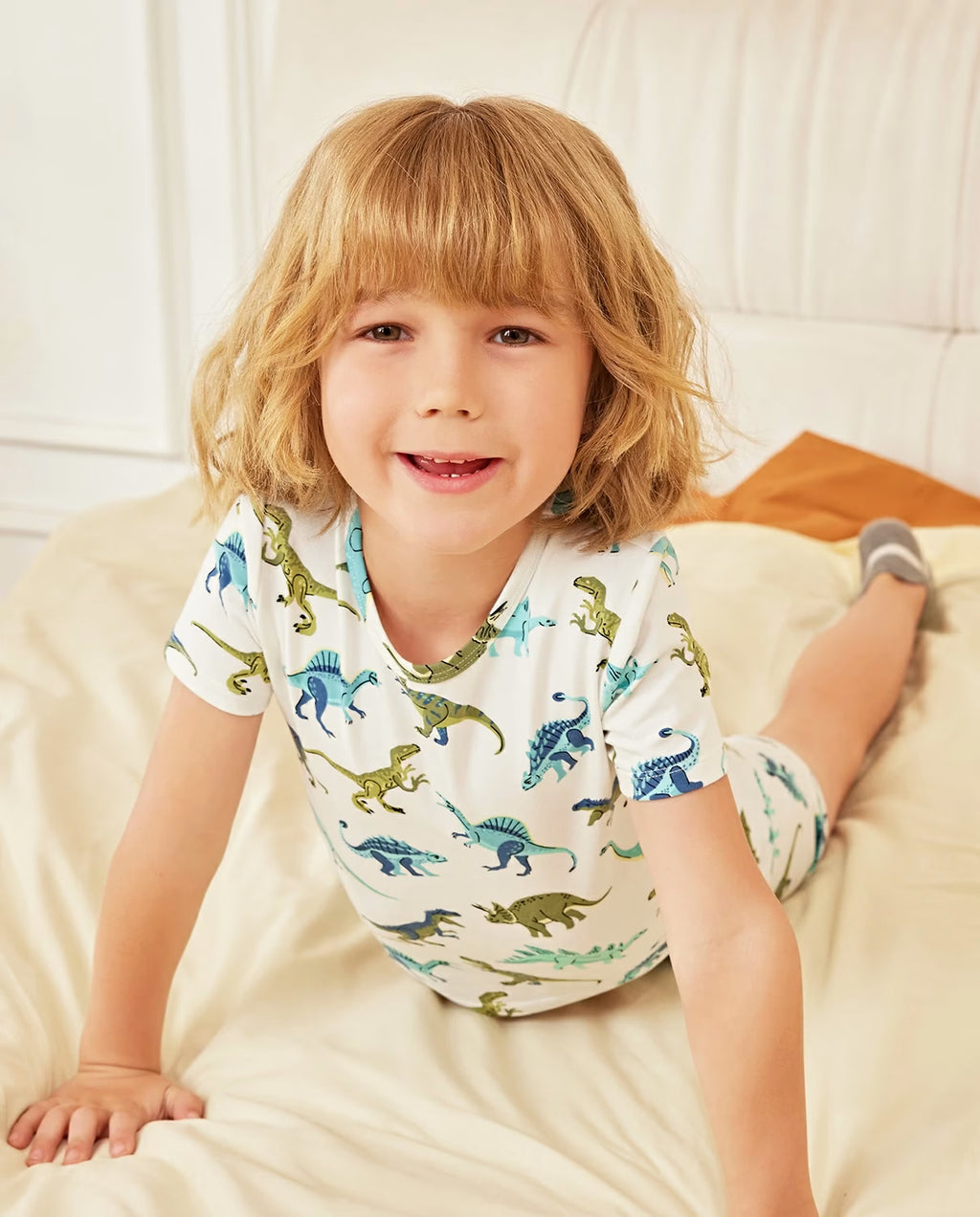 Dino Dreams Short Two-Piece Pajama Set, lifestyle view 10