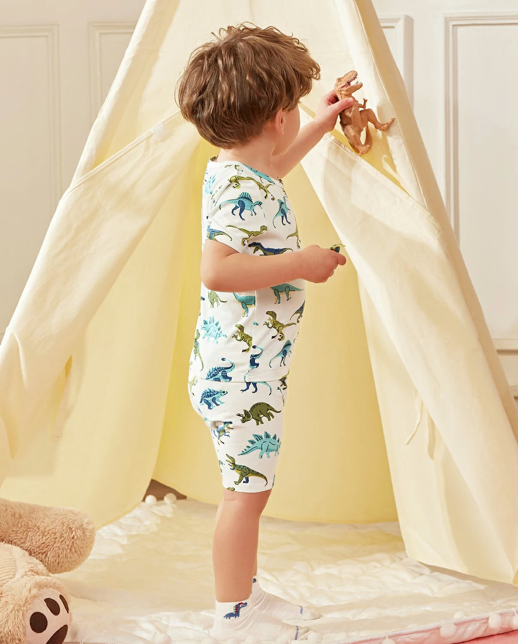 Dino Dreams Short Two-Piece Pajama Set, lifestyle view 8