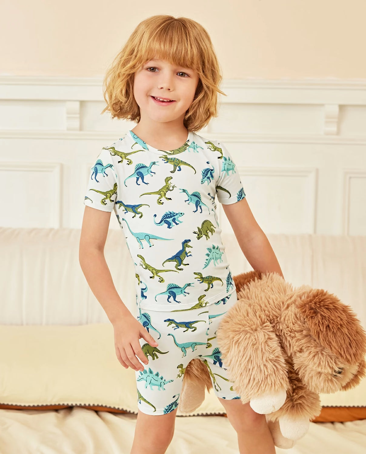 Dino Dreams Short Two-Piece Pajama Set, lifestyle view 5