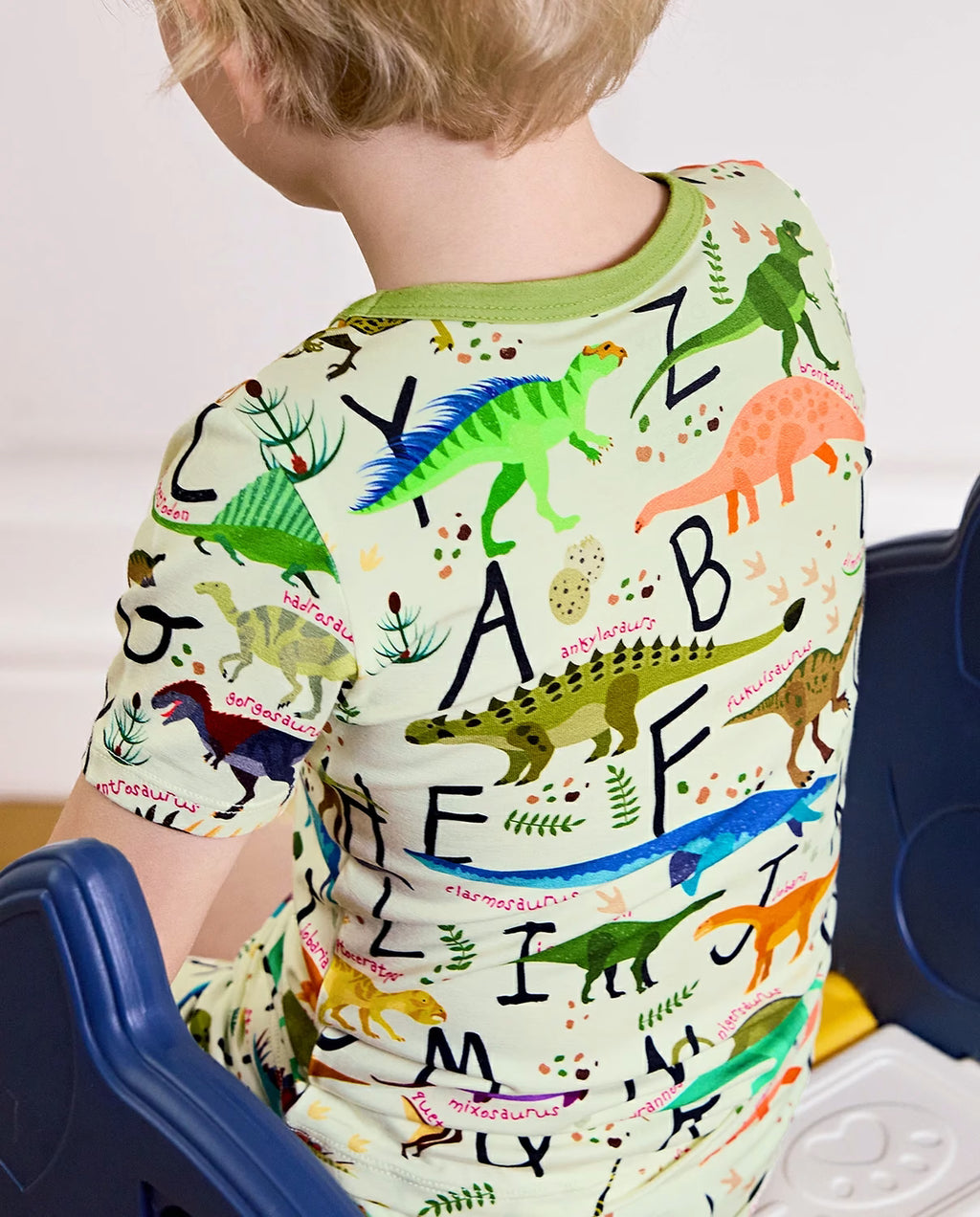 Dino Handbook Short Two-Piece Pajama Set, Dino Handbook bamboo short two piece pjs lifestyle 08