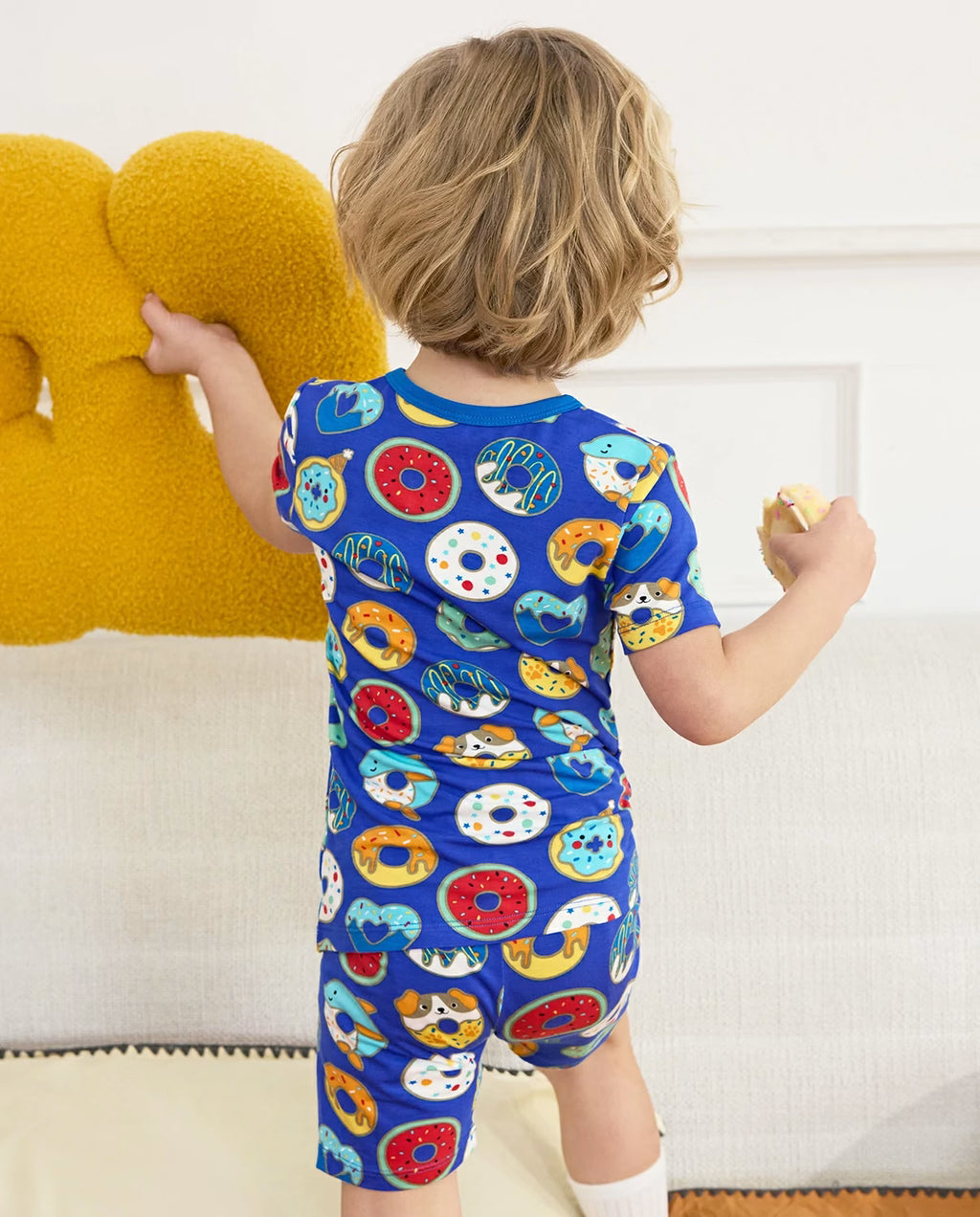 Donut Party Short Two-Piece Pajama Set, Donut Party bamboo long two piece pjs lifestyle 02