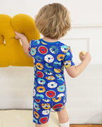 Donut Party Short Two-Piece Pajama Set, Donut Party bamboo long two piece pjs lifestyle 02