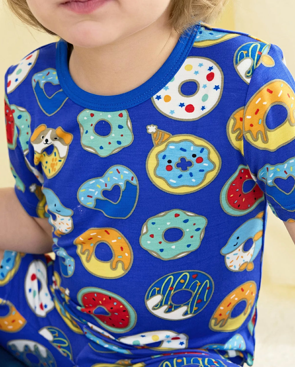 Donut Party Short Two-Piece Pajama Set, Donut Party bamboo long two piece pjs lifestyle 03