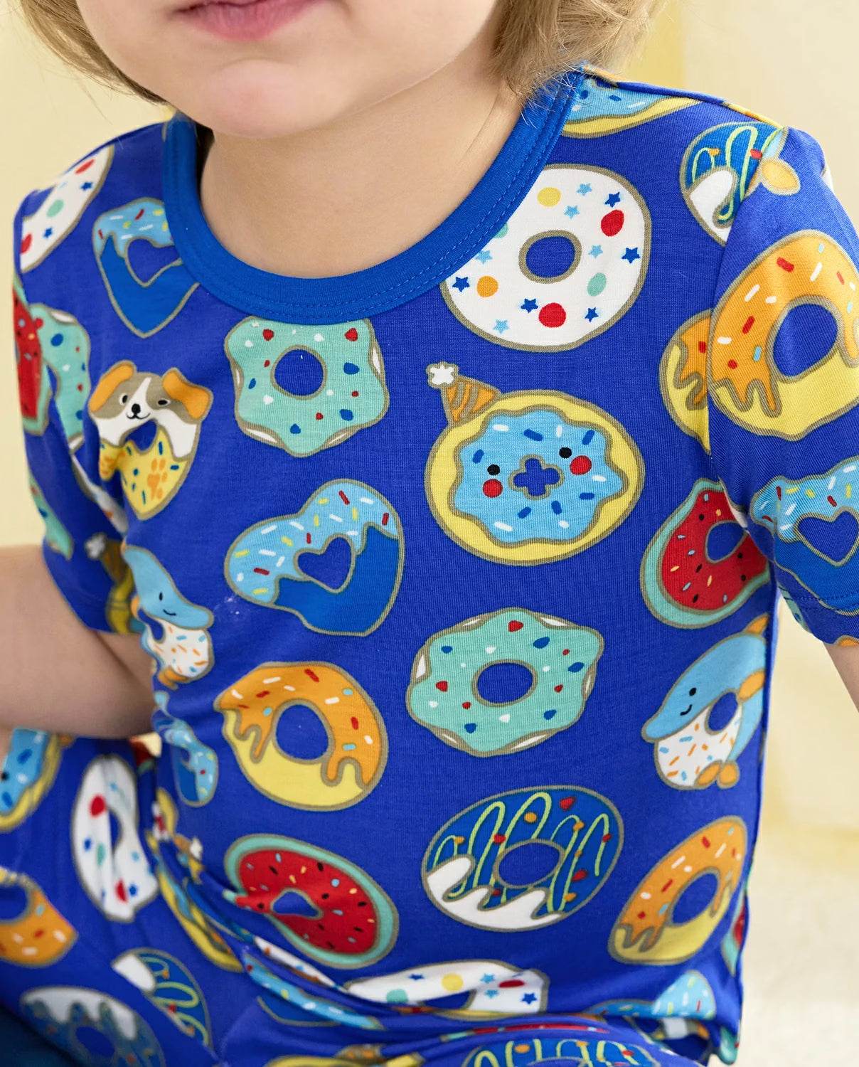 Donut Party Short Two-Piece Pajama Set, Donut Party bamboo long two piece pjs lifestyle 03