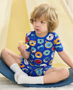 Donut Party Short Two-Piece Pajama Set, Donut Party bamboo long two piece pjs lifestyle 04