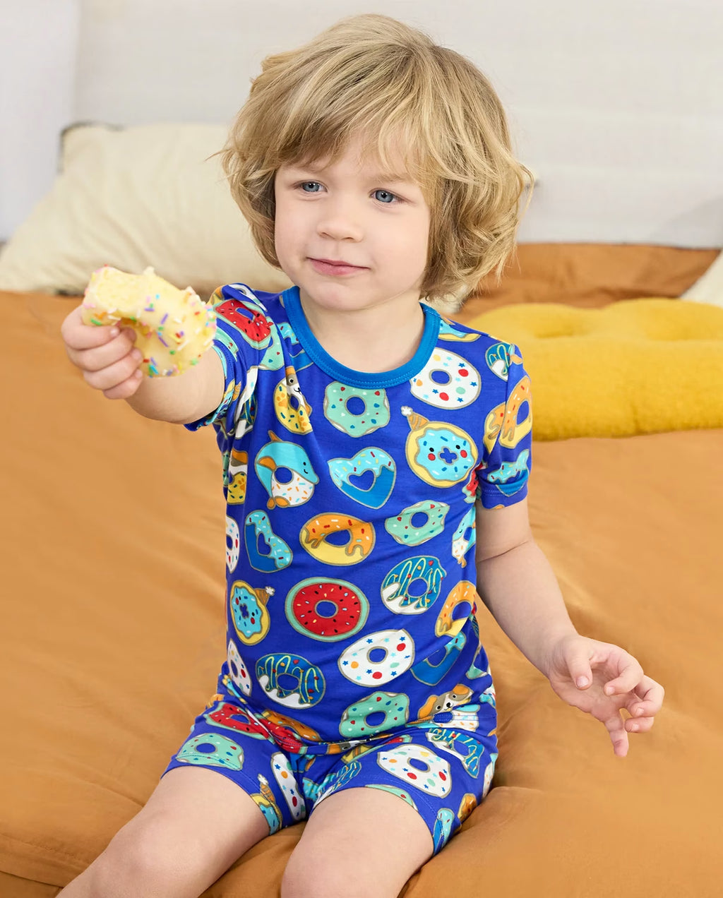 Donut Party Short Two-Piece Pajama Set, Donut Party bamboo long two piece pjs lifestyle 08