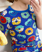 Donut Party Short Two-Piece Pajama Set, Donut Party bamboo long two piece pjs lifestyle 09