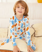 Easter Eggs Long Two-Piece Pajama Set, Easter Bunny bamboo long two piece pjs lifestyle 05 1