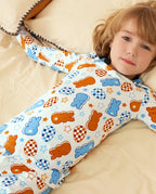 Easter Eggs Long Two-Piece Pajama Set, Easter Bunny bamboo long two piece pjs lifestyle 06 1