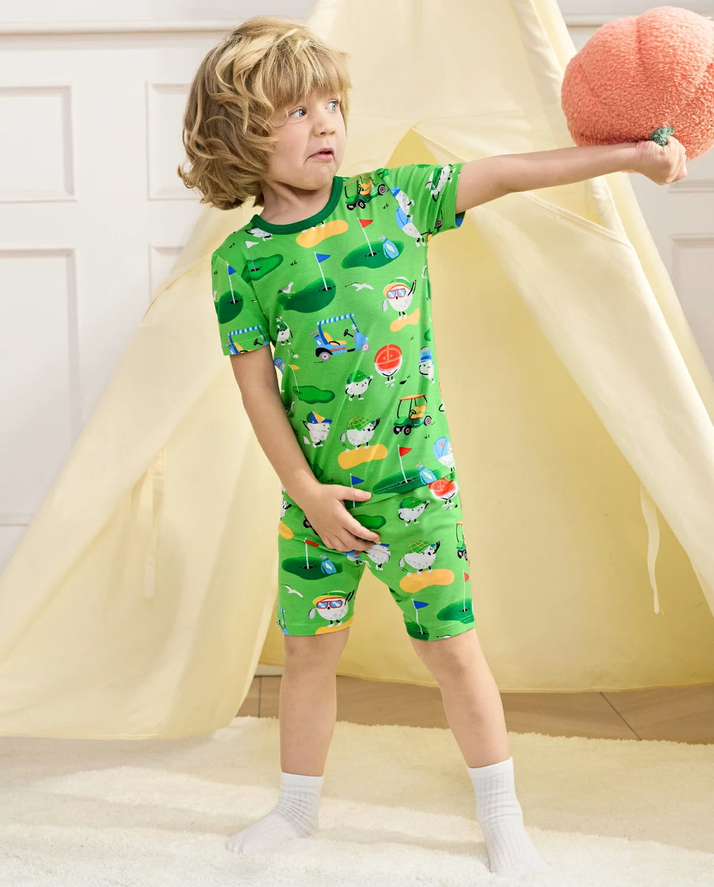 Golf Pals Short Two-Piece Pajama Set, Golf Pals bamboo short two piece pjs lifestyle 05