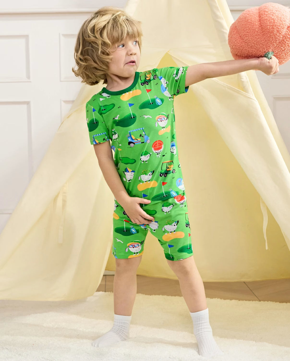Golf Pals Short Two-Piece Pajama Set, Golf Pals bamboo short two piece pjs lifestyle 05