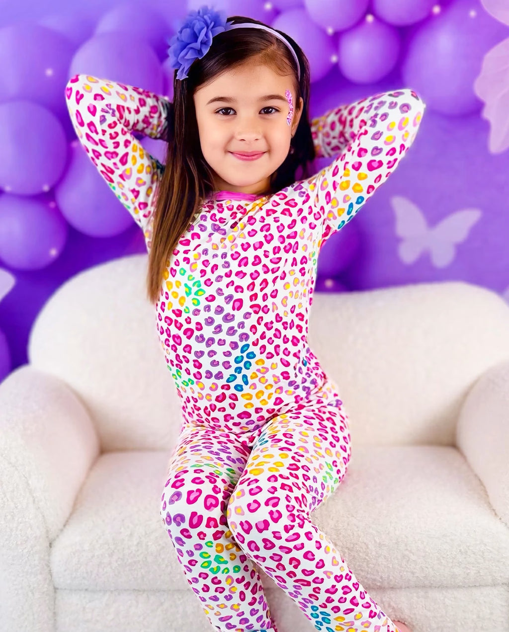 Happy Dots Long Two-Piece Pajama Set, Happy Dots bamboo long two piece pjs lifestyle 02