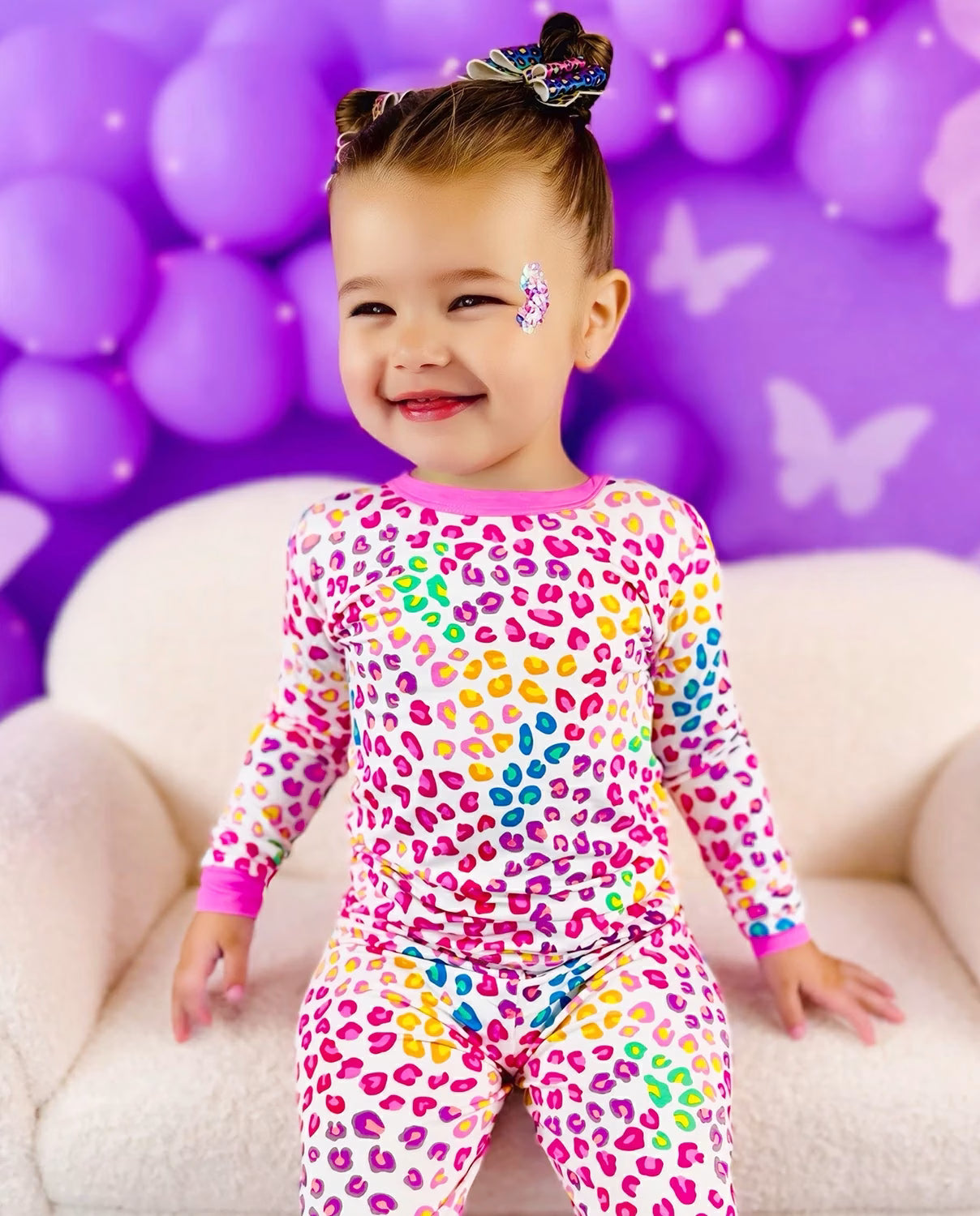 Happy Dots Long Two-Piece Pajama Set, Happy Dots bamboo long two piece pjs lifestyle 05
