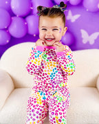 Happy Dots Long Two-Piece Pajama Set, Happy Dots bamboo long two piece pjs lifestyle 06