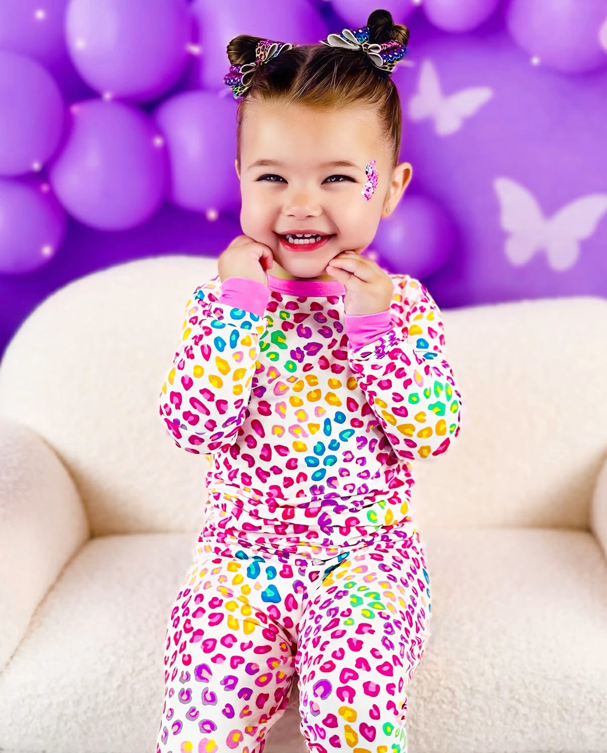 Happy Dots Long Two-Piece Pajama Set, Happy Dots bamboo long two piece pjs lifestyle 06