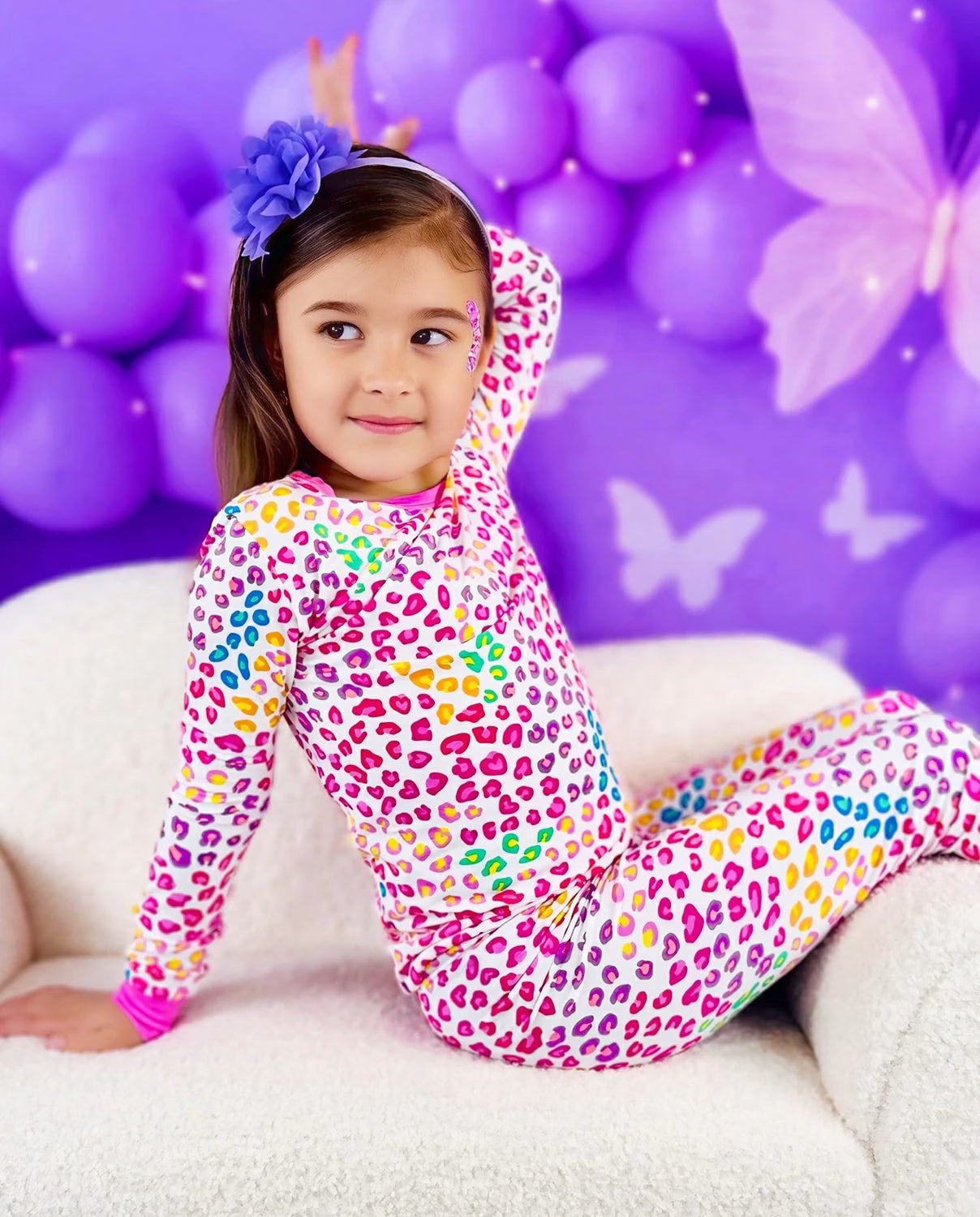 Happy Dots Long Two-Piece Pajama Set, Happy Dots bamboo long two piece pjs lifestyle 09