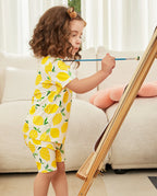 Lemon Tree Short Two-Piece Pajama Set, Lemon Tree bamboo short two piece pjs lifestyle 01