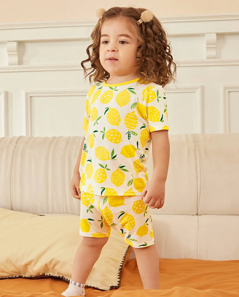 Lemon Tree Short Two-Piece Pajama Set, Lemon Tree bamboo short two piece pjs lifestyle 02