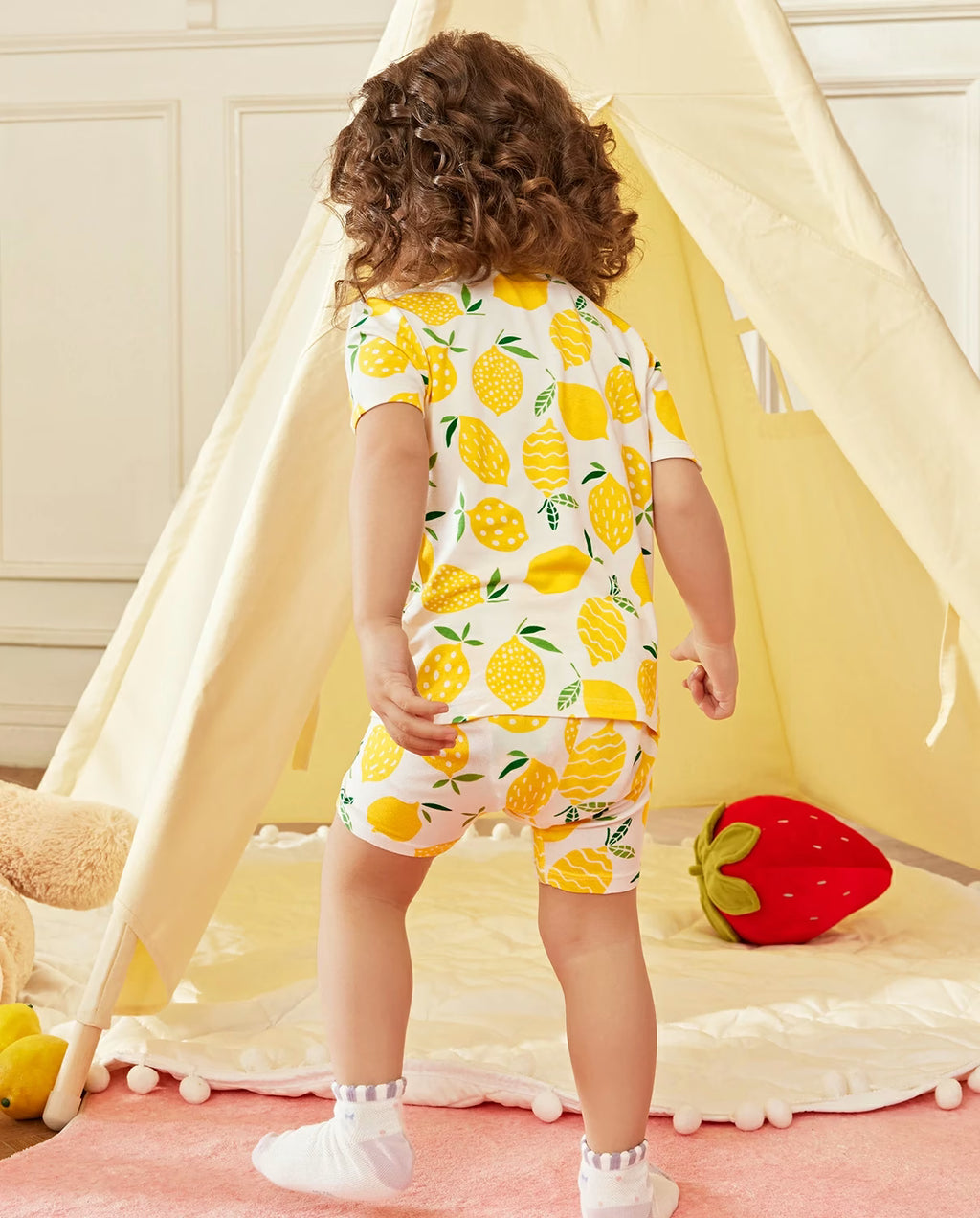 Lemon Tree Short Two-Piece Pajama Set, Lemon Tree bamboo short two piece pjs lifestyle 03