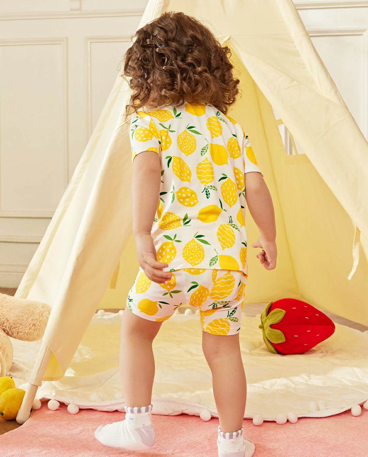 Lemon Tree Short Two-Piece Pajama Set, Lemon Tree bamboo short two piece pjs lifestyle 03