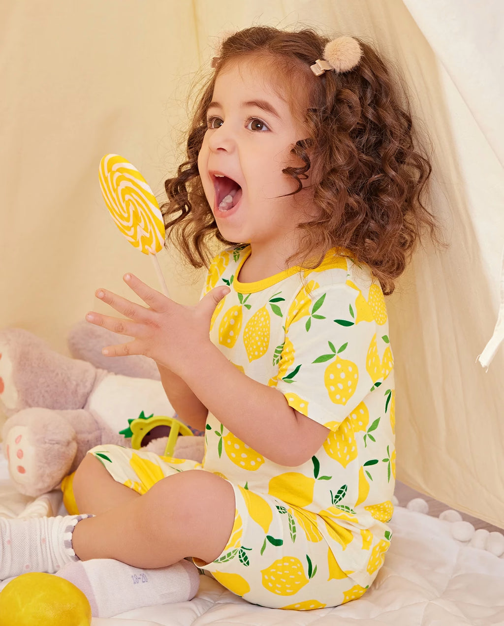 Lemon Tree Short Two-Piece Pajama Set, Lemon Tree bamboo short two piece pjs lifestyle 07