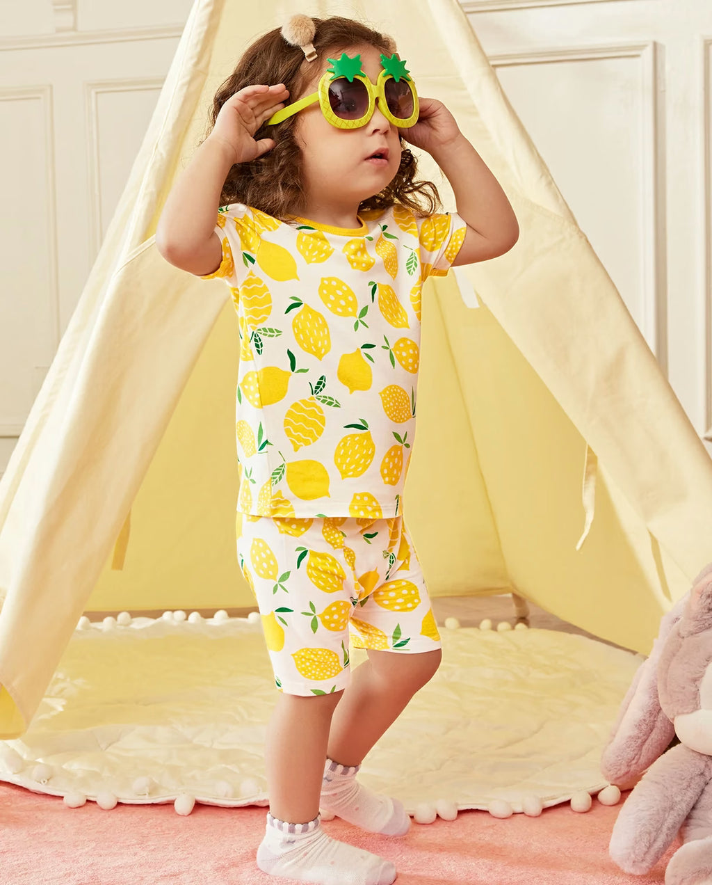 Lemon Tree Short Two-Piece Pajama Set, Lemon Tree bamboo short two piece pjs lifestyle 08