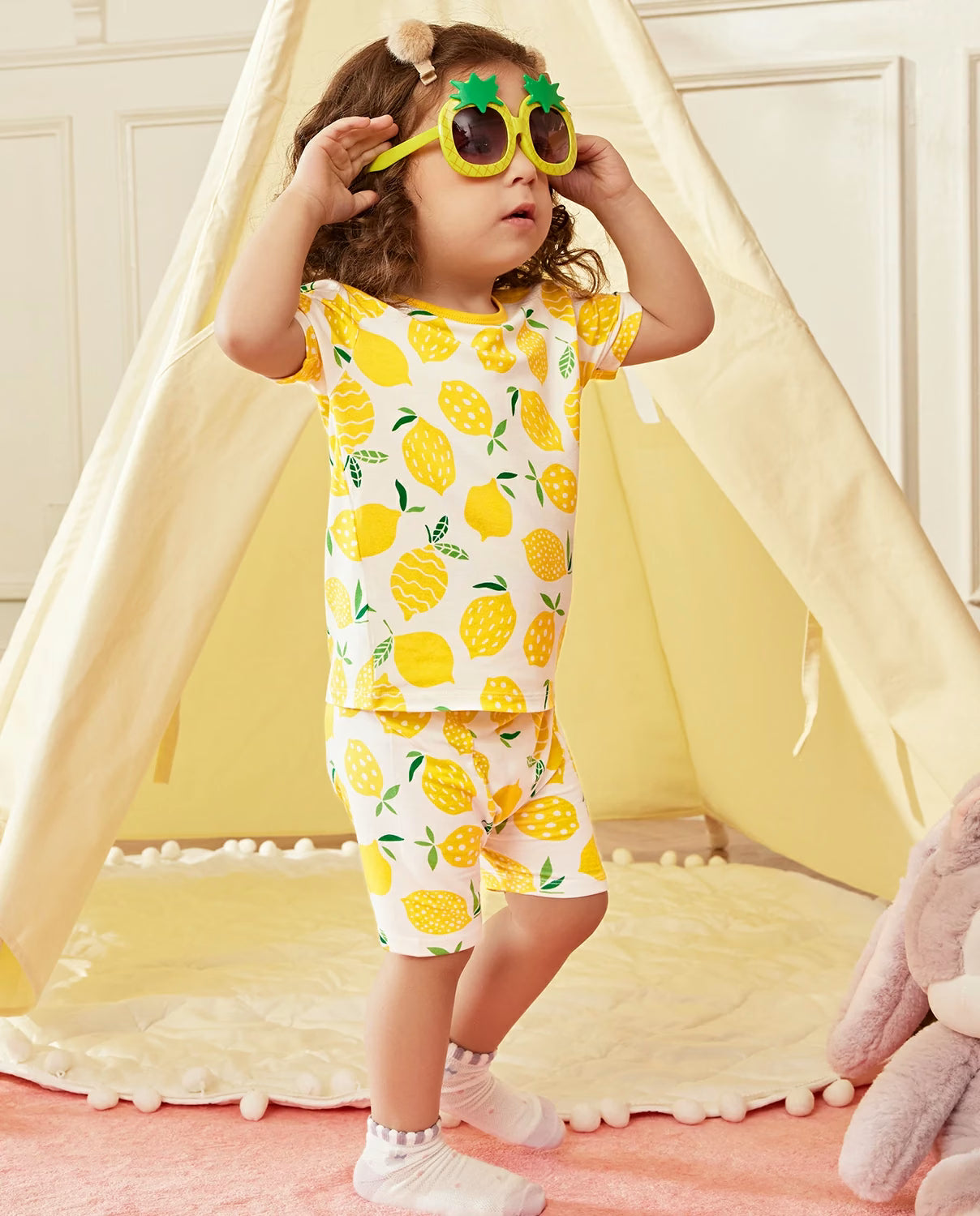 Lemon Tree Short Two-Piece Pajama Set, Lemon Tree bamboo short two piece pjs lifestyle 08